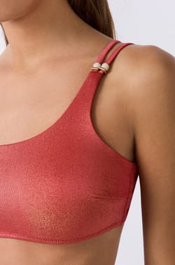 Brassière asymétrique haut de maillot irisé;${refinementColor}