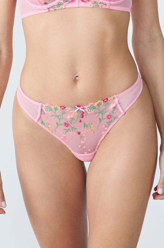 Embroidered Tulle Thong;${refinementColor}
