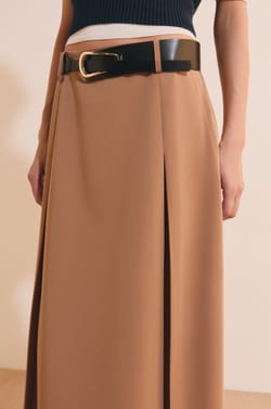 Jupe midi &agrave; pinces;${refinementColor}