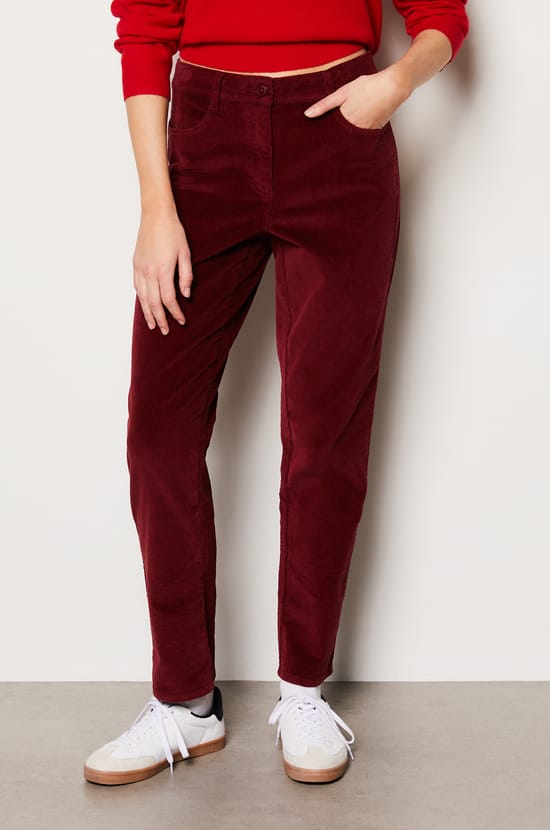 Pantalon côtelé en coton coupe droite;${refinementColor}