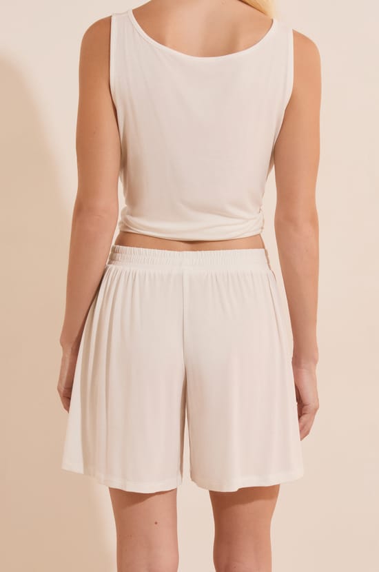 Pantal&oacute;n corto de pijama liso de modal;${refinementColor}