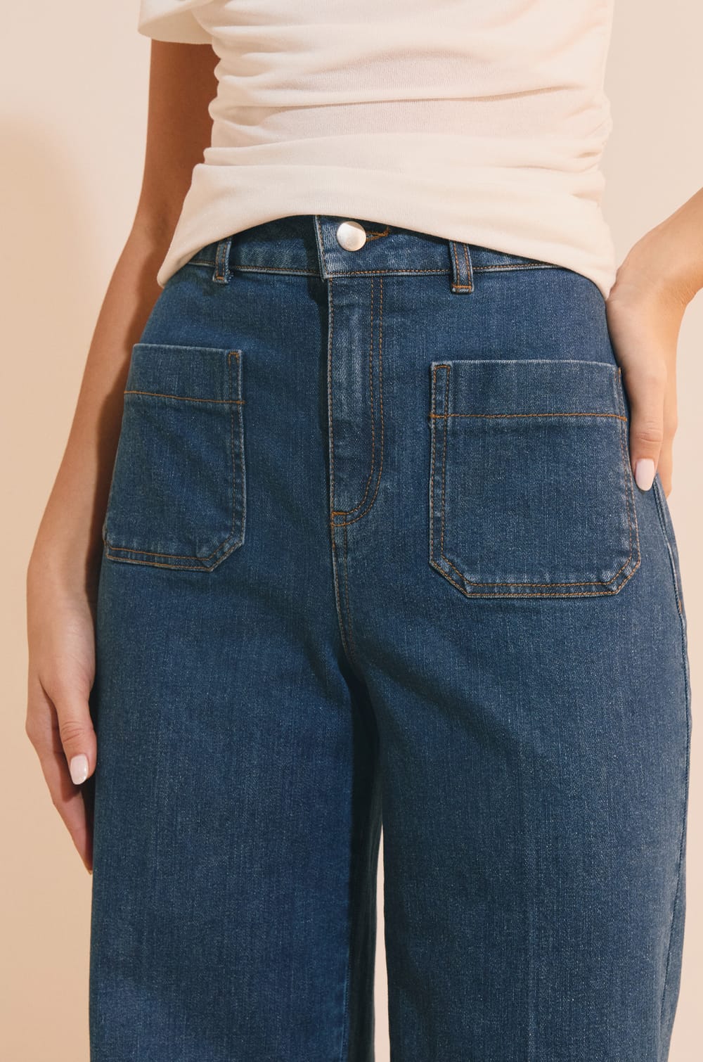 Jean flare &agrave; poches avant;${refinementColor}