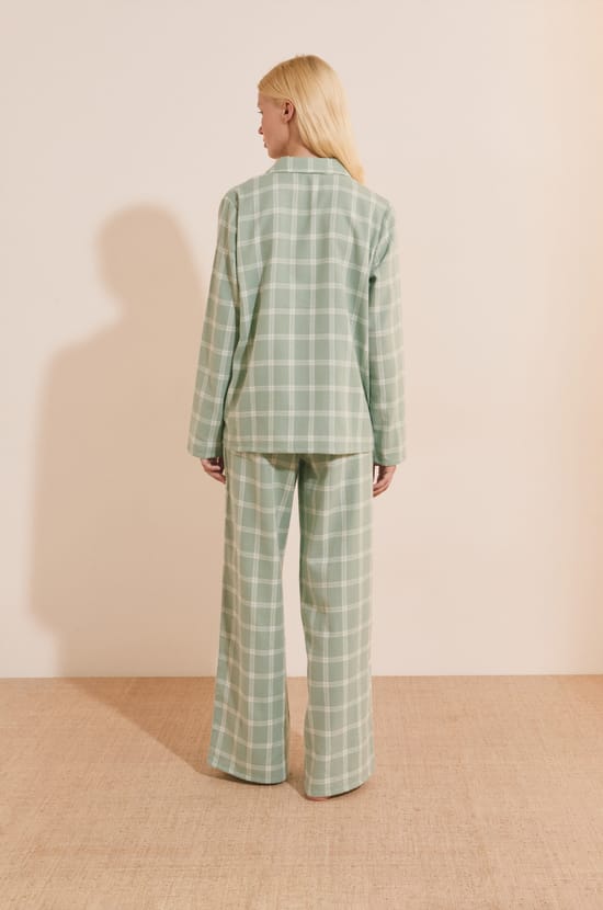 Chemise de pyjama &agrave; carreaux en coton;${refinementColor}