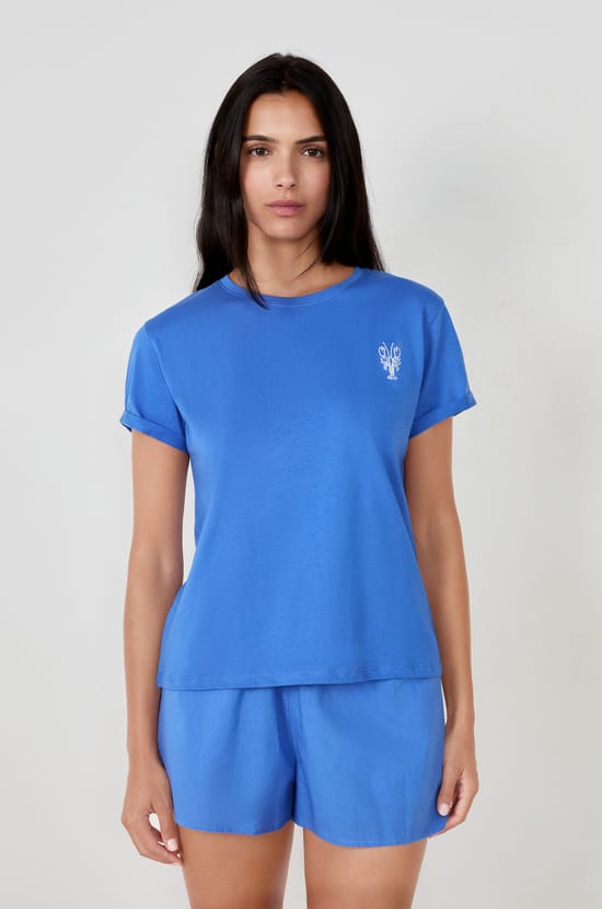 T-shirt de pyjama manches courtes en coton imprimé homard;${refinementColor}