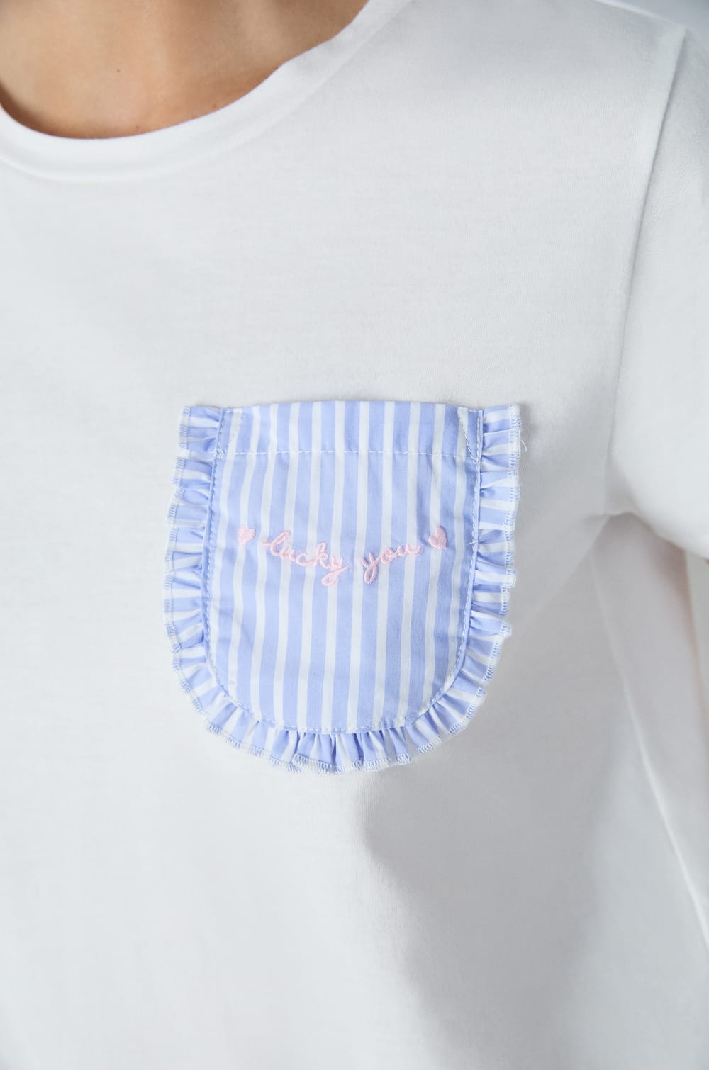 T-shirt manches courtes en coton brodé "Lucky you;${refinementColor}