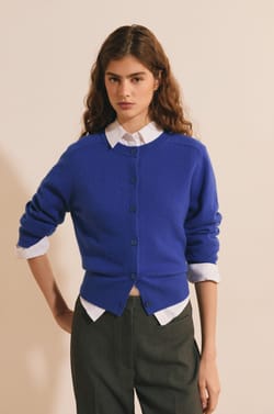 Cardigan &agrave; manches longues 100% cachemire;${refinementColor}