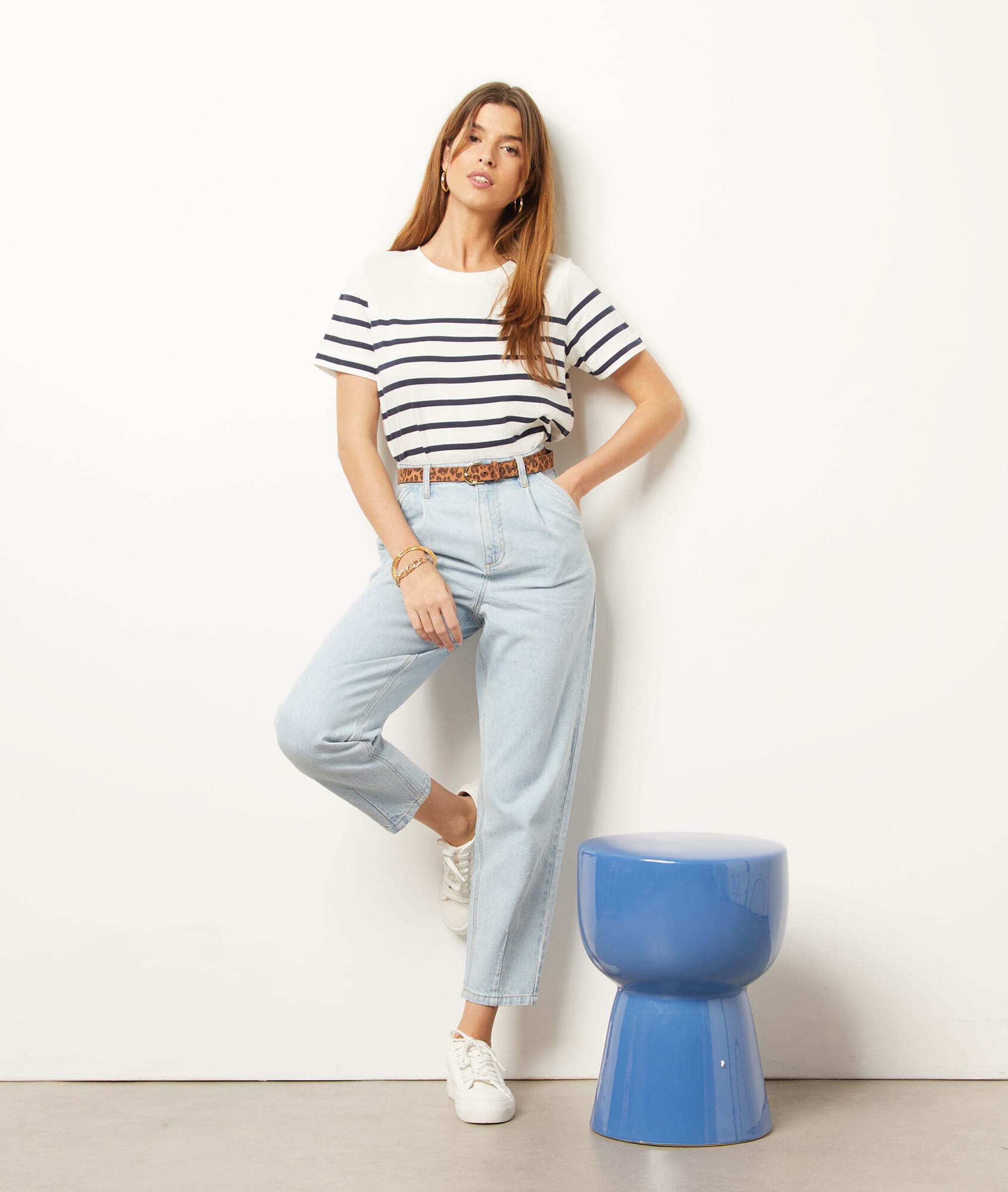 Pure Cotton CarrotCut Jeans COMI BLEU CIEL ETAM