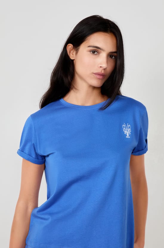 Kurzärmeliges Pyjama-T-Shirt aus Baumwolle;${refinementColor}