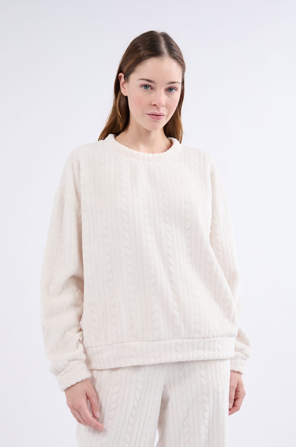 Sweatshirt de pyjama effet velours;${refinementColor}