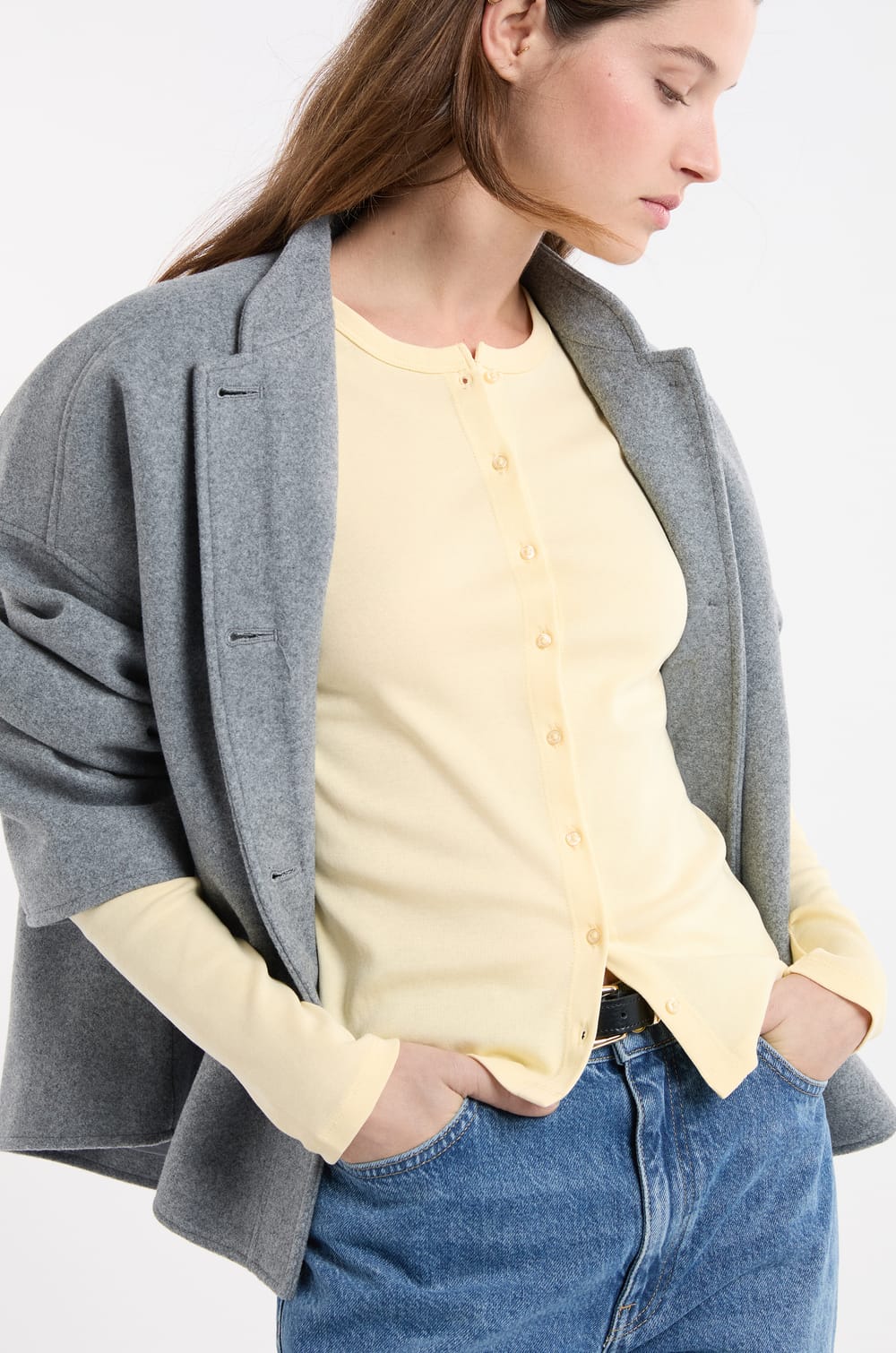 Camiseta con botones y mangas largas de algod&oacute;n;${refinementColor}