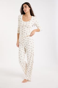Cherry Print Pyjama Trousers;${refinementColor}