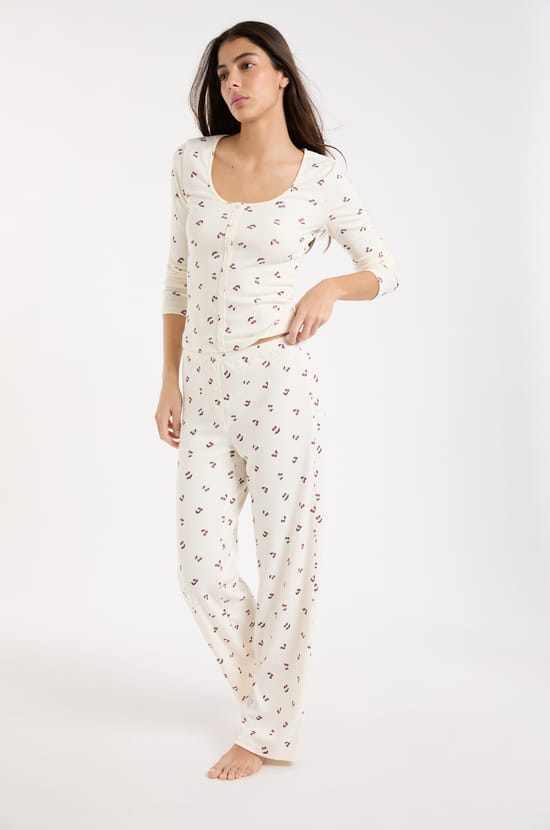 Pyjama Hose mit Kirschmotiven;${refinementColor}