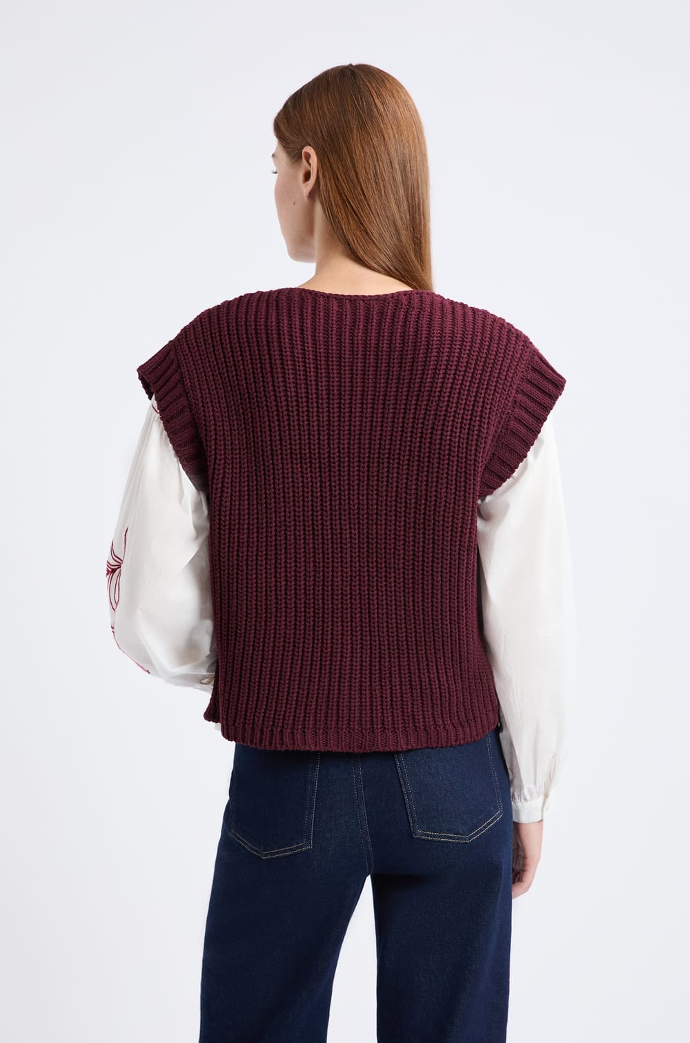 Gilet sans manches grosse maille;${refinementColor}