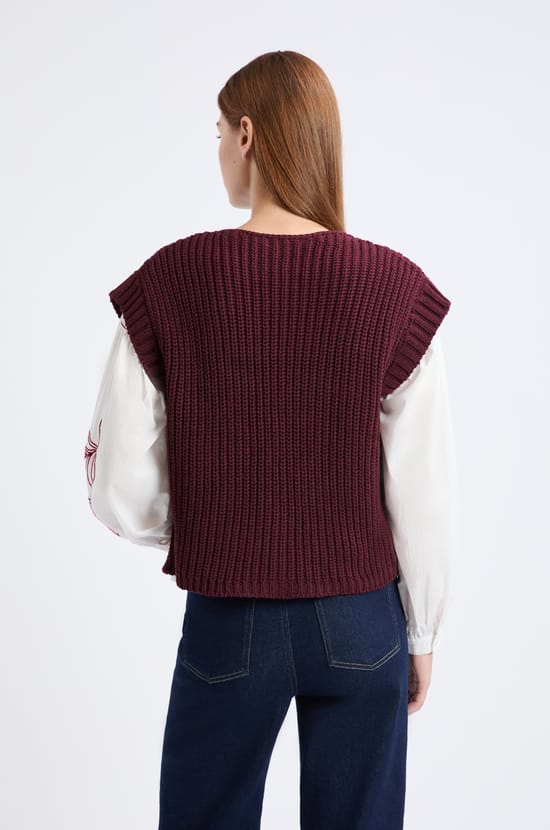 Gilet sans manches grosse maille;${refinementColor}