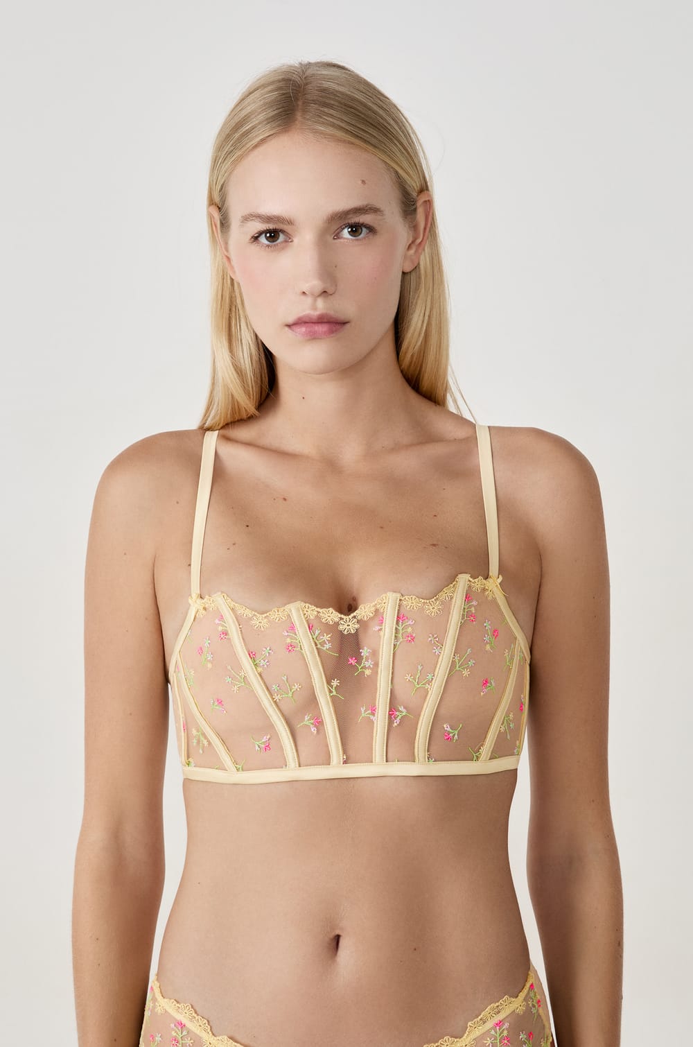 Strapless Bra with Embroidery;${refinementColor}