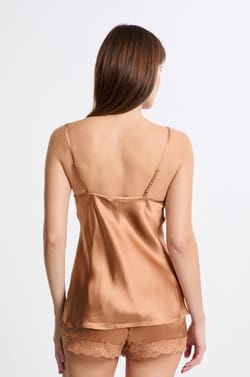 Trägertop aus Seide mit Spitzendetails;${refinementColor}