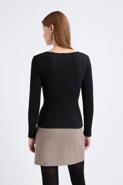 T-shirt manches longues en coton pointelle;${refinementColor}