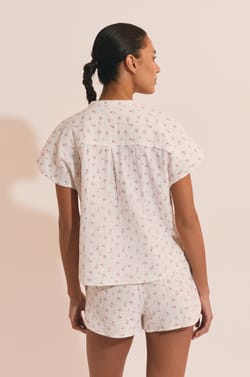 Chemise de pyjama &agrave; motifs fleuris en coton;${refinementColor}