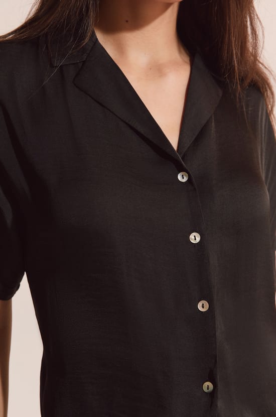 Satin Short-Sleeved Shirt;${refinementColor}