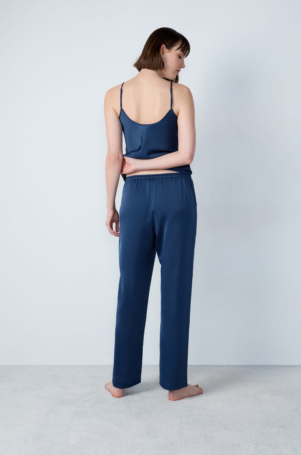 Satin Pajama Pants With Carrot Cut;${refinementColor}