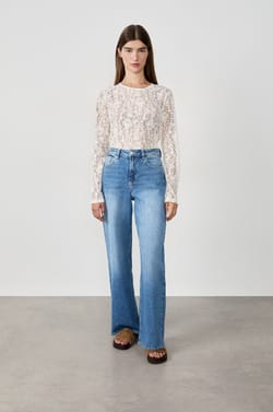Camiseta de encaje transparente;${refinementColor}