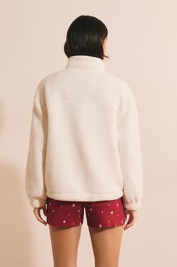 Oversize Fleece-Jacke mit hohem Kragen und Kordelzug;${refinementColor}