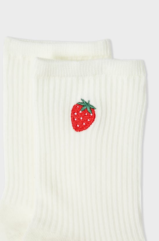 Chaussettes cotel&eacute;es avec coton &agrave; motif fraise;${refinementColor}