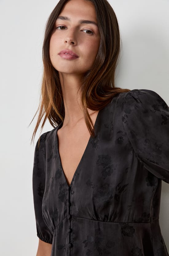 3/4 Sleeve Shirt with Floral Patterns;${refinementColor}