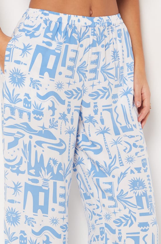 Printed Wide Cut Pyjama Trousers;${refinementColor}