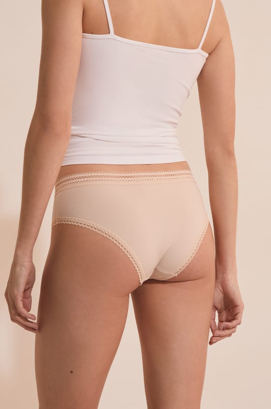 Boyshort in Microfiber with Lace Details;${refinementColor}