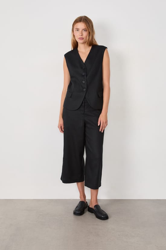 Sleeveless Button-Up Cardigan;${refinementColor}