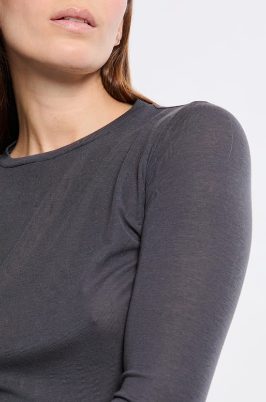 T-shirt thermique col rond avec laine;${refinementColor}
