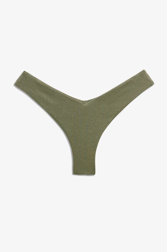 High Leg Brazilian Bikini Bottom with Sequins;${refinementColor}