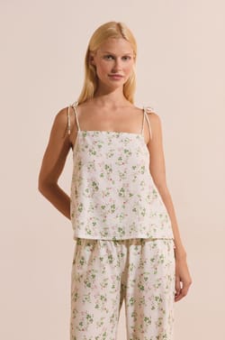 Caraco de pyjama &agrave; motifs avec noeuds;${refinementColor}