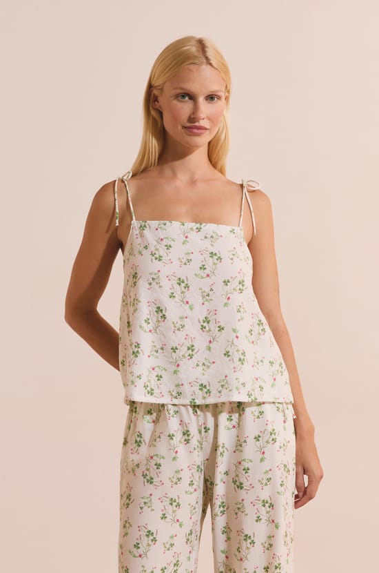 Caraco de pyjama &agrave; motifs avec noeuds;${refinementColor}