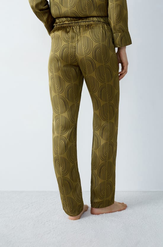 Smooth Pyjama Trousers with Patterns;${refinementColor}