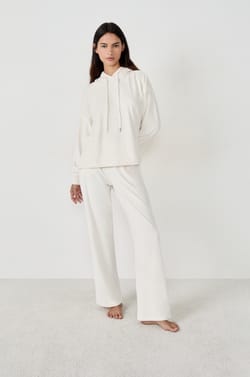 Velvet-effect Hooded Sweatshirt;${refinementColor}