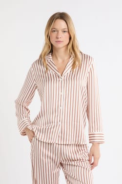 Chemise de pyjama à rayures en satin;${refinementColor}