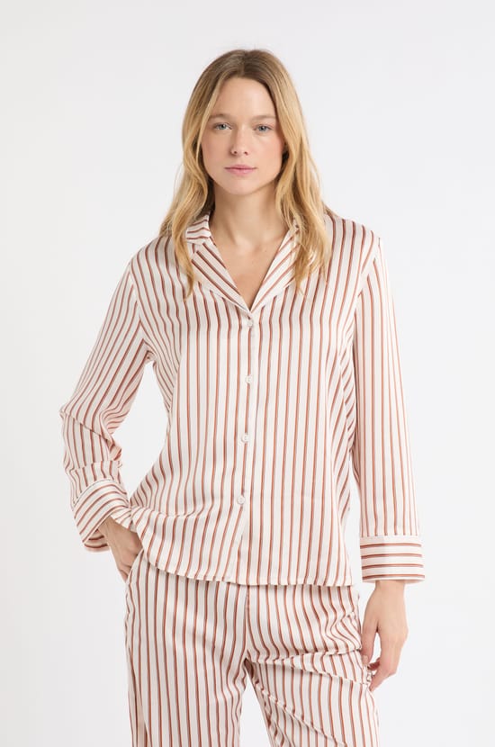 Chemise de pyjama à rayures en satin;${refinementColor}