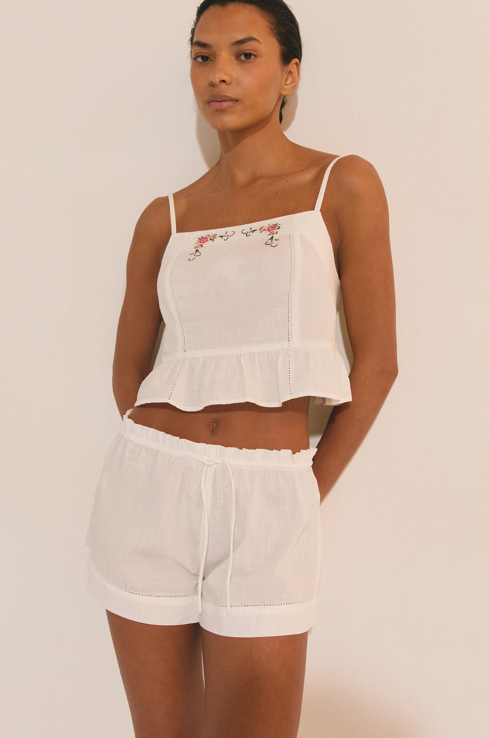 Top de pyjama en coton;${refinementColor}
