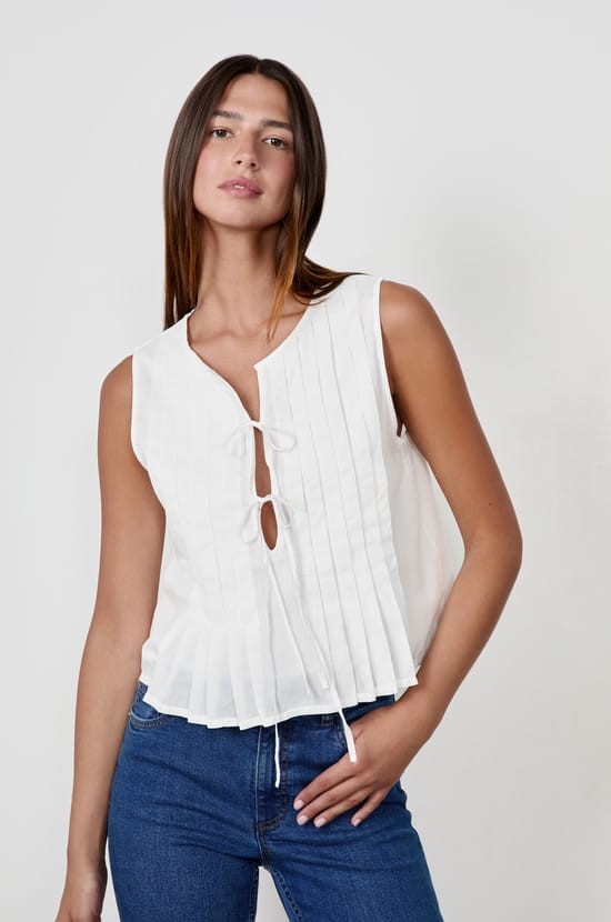 Sleeveless Top with Knots;${refinementColor}