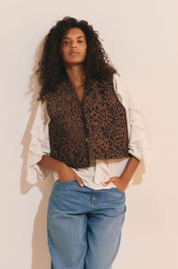 Gilet sans manches en coton &agrave; motifs;${refinementColor}