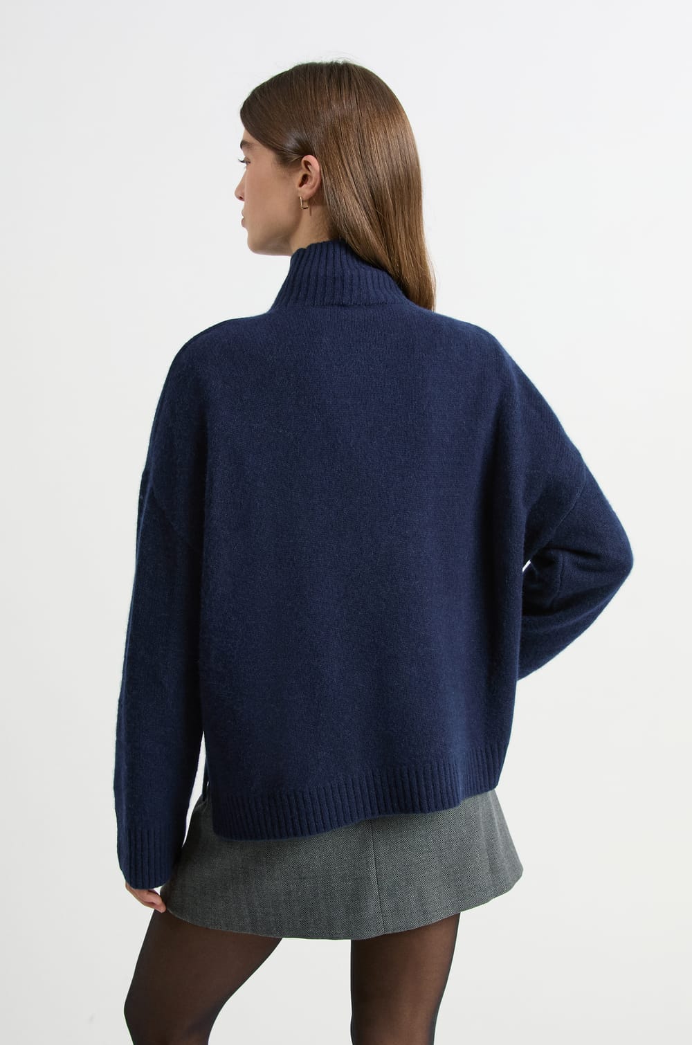 High Neck Cashmere Sweater;${refinementColor}