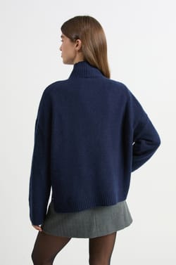 High Neck Cashmere Sweater;${refinementColor}