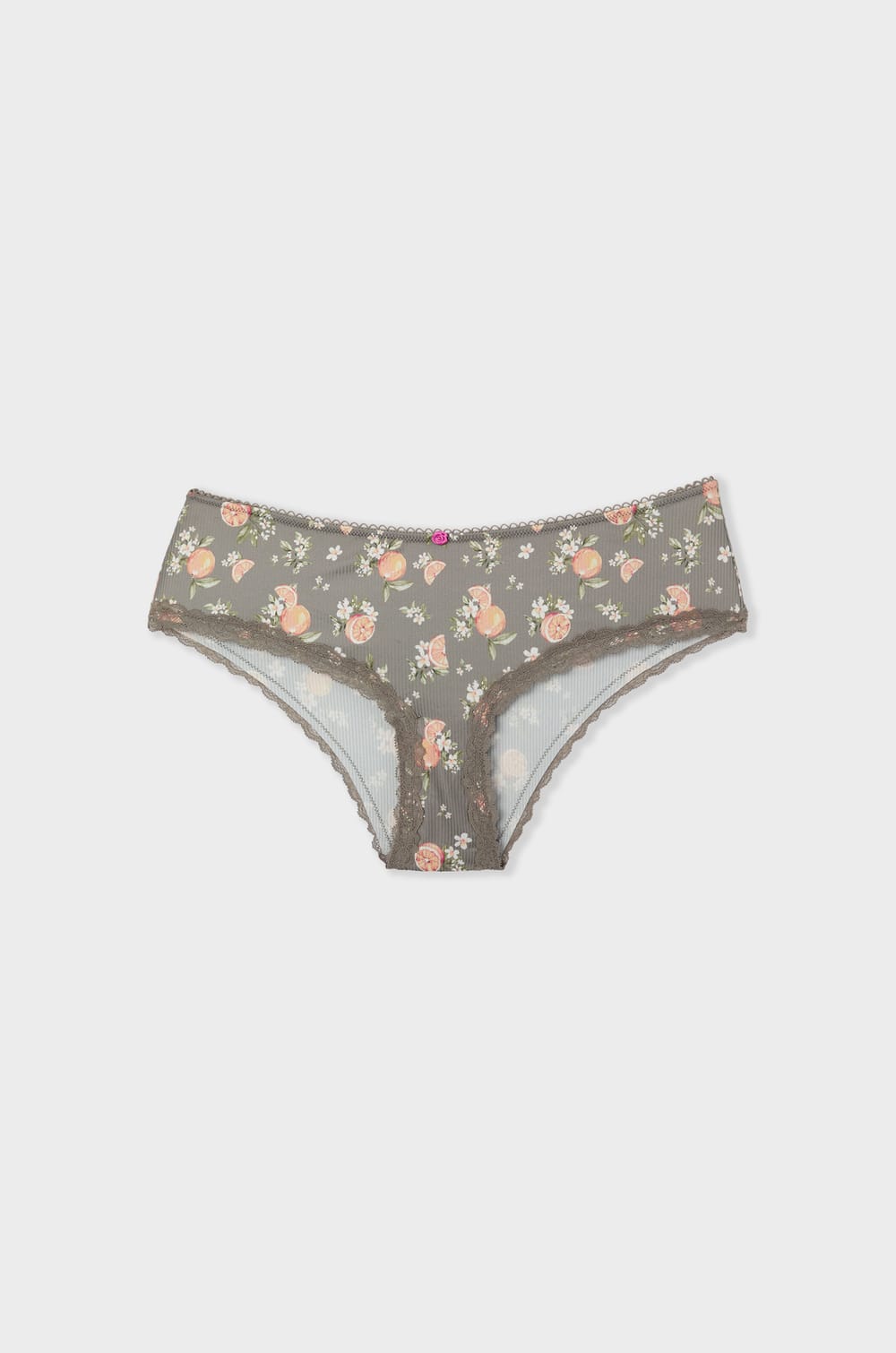 Shorty estampado con detalles de encaje;${refinementColor}