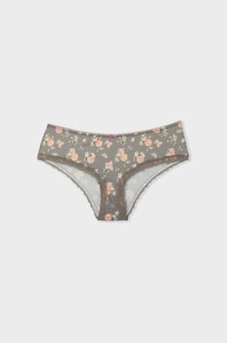 Shorty estampado con detalles de encaje;${refinementColor}
