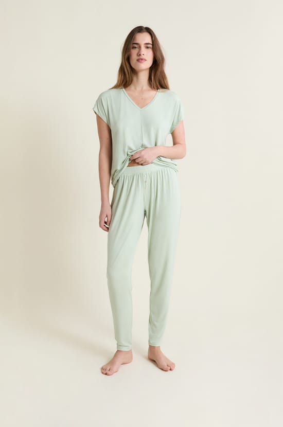 Pantal&oacute;n de pijama liso de modal;${refinementColor}