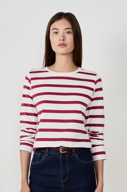 T-shirt manches longues à rayures;${refinementColor}