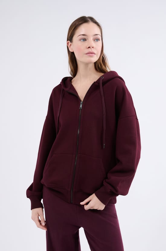 Veste pull à manches longues avec capuche;${refinementColor}