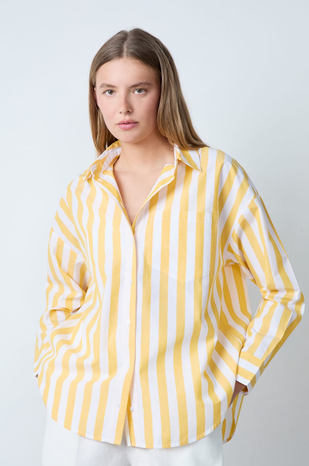 Chemise en coton à rayures;${refinementColor}